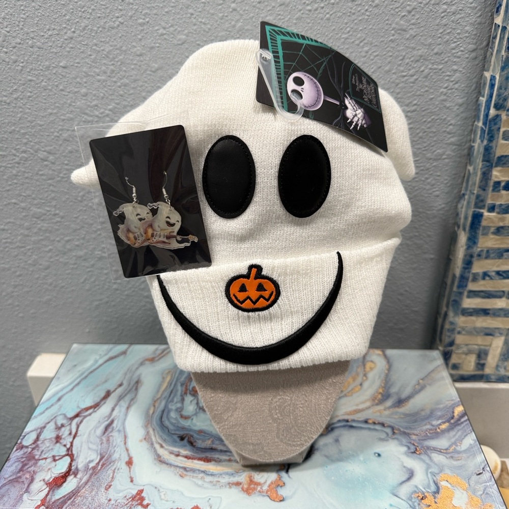 Nightmare Before Christmas Zero Beanie NWT andHalloween Ghost NWOT Earrings